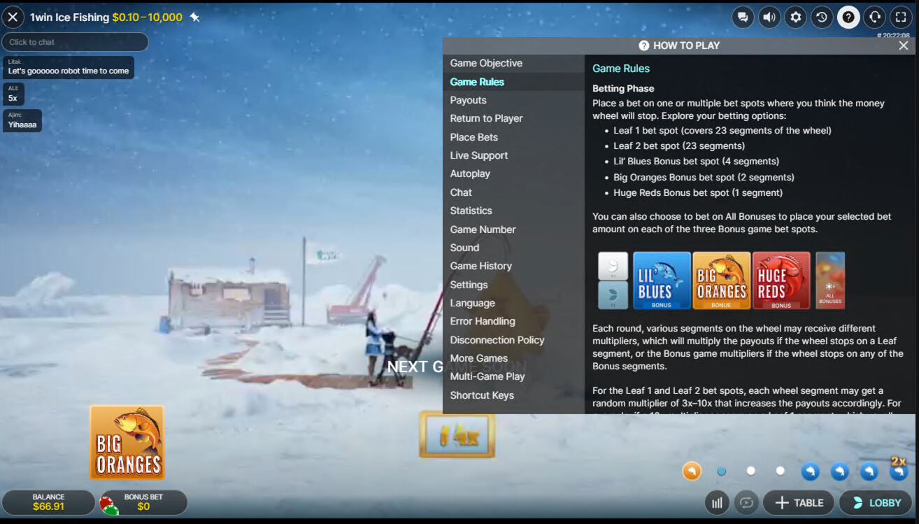 Regole Ice Fishing — puntate e spot bonus